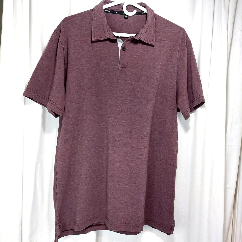 Public Rec Polo Shirt Mens Extra‎ Large XL Burgundy Preppy Golf Stretch Casual